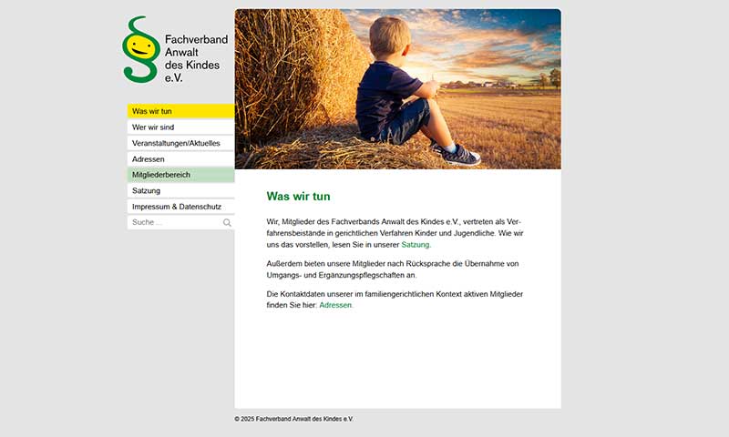 Webseite Fachverband Anwalt des Kindes